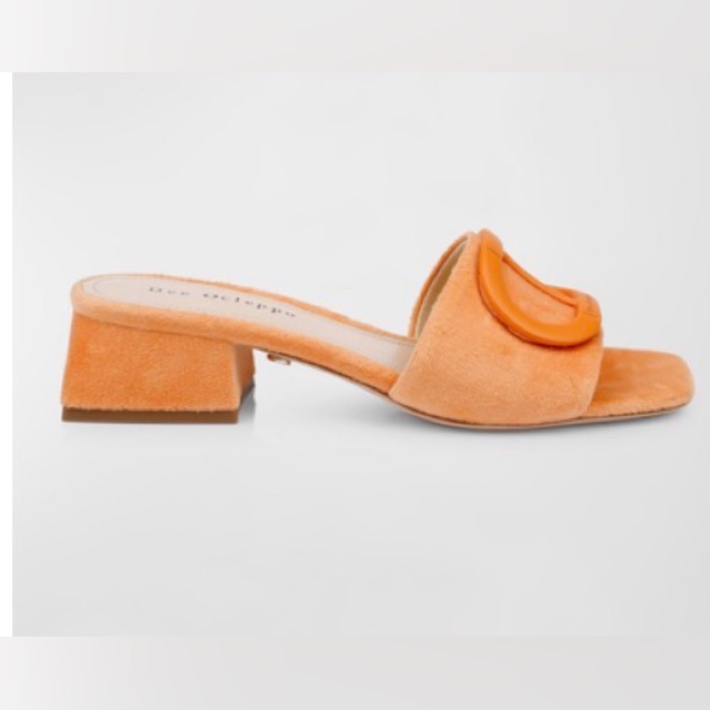 DEE OCLEPPO Dizzy Leather Buckle Mule Sandals In Orange